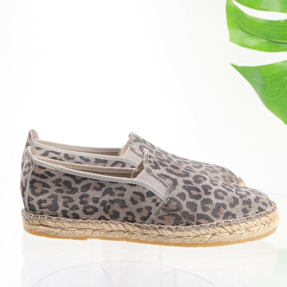 Free People Womens Canyon Slip On Size 7 Gray Suede Leopard Espadrille Flat - Picture 4 of 12